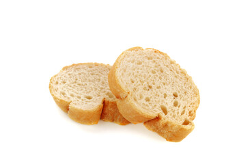 Sliced baguette bread isolated on white background