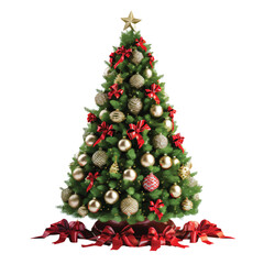 Vector illustration of a brightly colored Christmas tree on a white background.