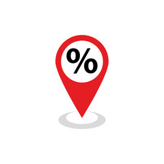 red pinpoint icon with sign of percent