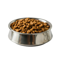 In a bowl, side view of dry dog food, Isolated on Transparent Background, PNG
