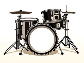 Fotobehang Black drum set isolated on white background. © puhimec