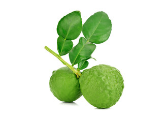 Bergamot fruit with  leaf isolated on white background