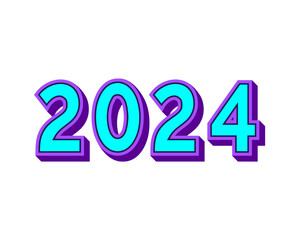 Happy New Year 2024 Abstract Purple And Cyan Graphic Design Vector Logo Symbol Illustration