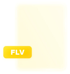 flv file icon glassmorphism style with gradient, blur and transparency.