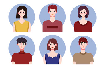 Set of social media profile templates with people avatars. Vector illustration