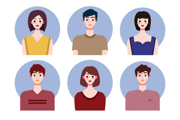 Fototapeta premium Set of social media profile templates with people avatars. Vector illustration