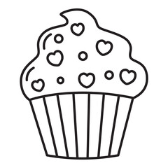 Sweet heart cupcake line icon.	