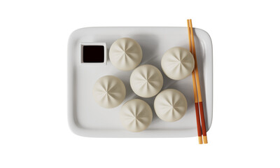 한국 찐 만두 접시 Korean Food Mandu Dumpling Plate