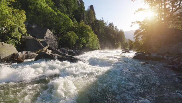 River Rapids in the Merced River as it runs through Yosemite National Park in California. This video Loops seamlessly.