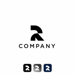 Letter R logo with eagle negative space, fully editable
