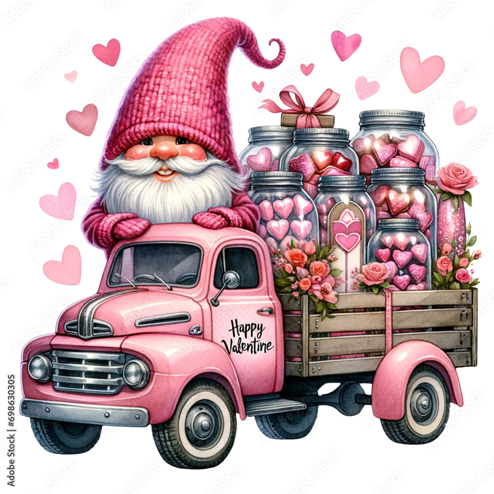 Wall mural cute valentine gnome