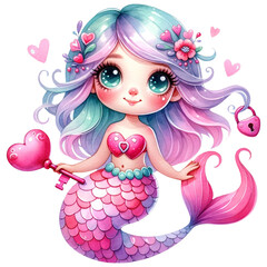 cute valentine mermaid