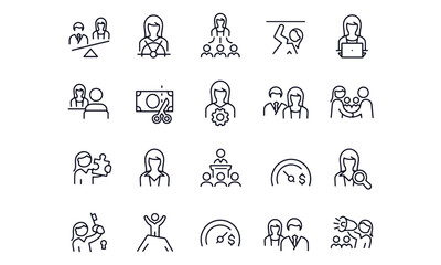 Business Women Thin Line Icons vector design