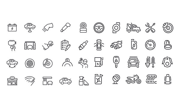 Car Care Thin Line icons vector design