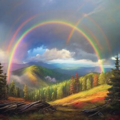 rainbow over the forest