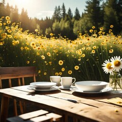 cup of tea and flowers