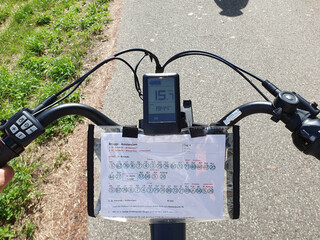 Bike with the information of the route on the road