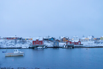 Winter and light snow in Salhussundet- Brønnøysund, Helgeland, Norway
