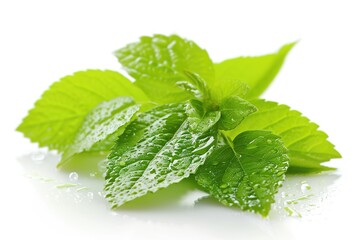 mint leaves isolated on white background