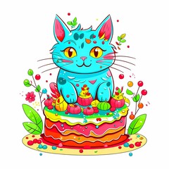christmas cute cat birthday cake