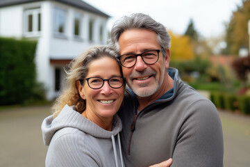 Middle aged couple at indoors with glasses
