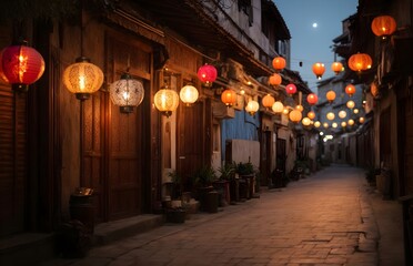 Fanous Ramadan Muslim Islamic lanterns, festive background with copy space text, template, wallpaper