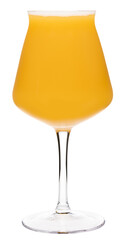 Hazy NEIPA craft ale in tulip beer glass isolated on white