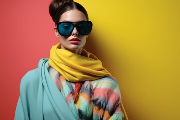 Young girls in beautiful fashionable clothes in calm autumn colors, fashion magazine cover, high fashion