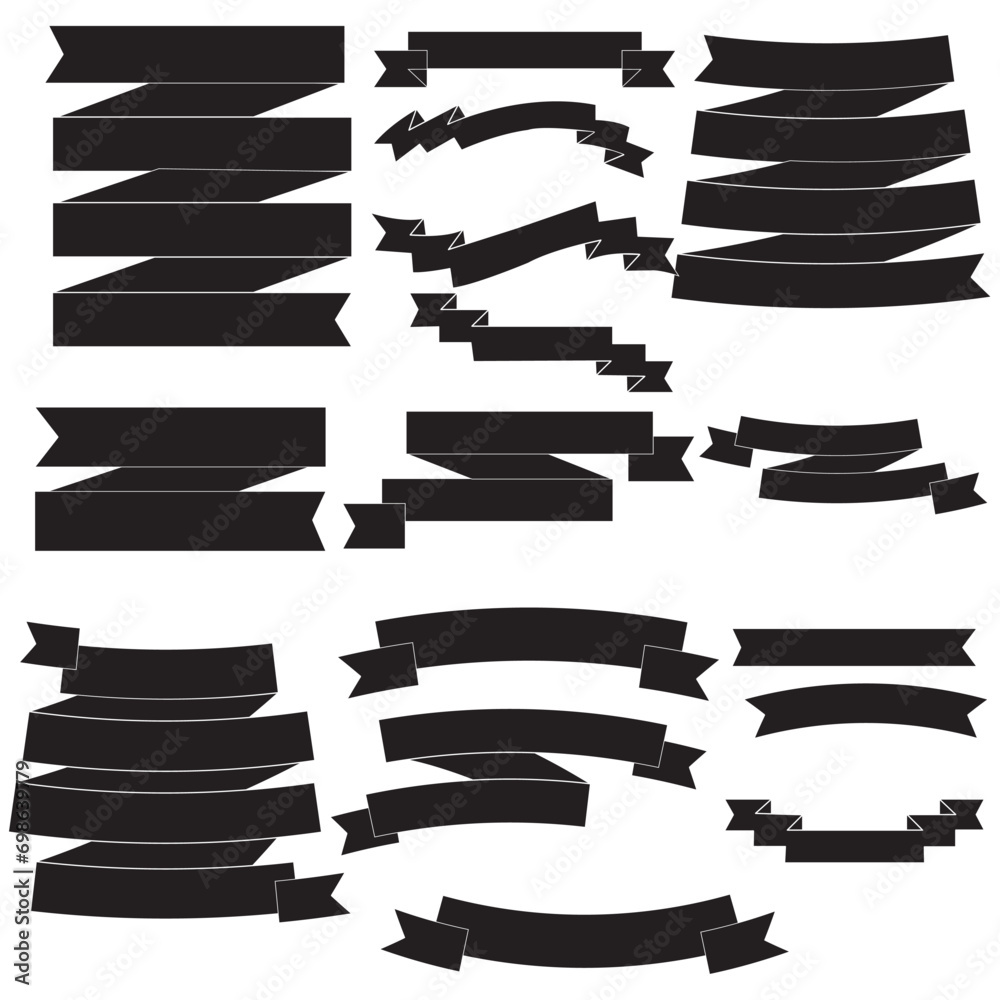 Canvas Prints ribbons black different shapes set. vector element for decoration different configuration.text banne
