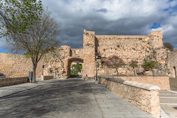 Fototapeta na wymiar View at the iconic Bezudo Gate and fortress, symbol architecture at the city, a christian fortress on city touristic downtown