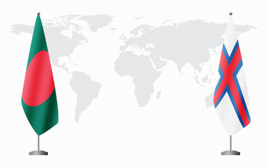 Bangladesh and Faroe Islands flags for official meeting