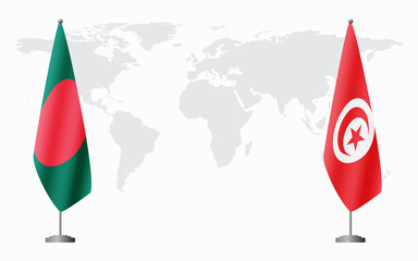 Bangladesh and Tunisia flags for official meeting