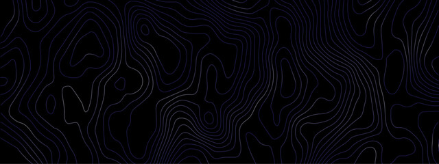 Luxury abstract Topographic line map. Modern design with black  background with topographic wavy pattern design. - obrazy, fototapety, plakaty
