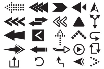 Black vector arrows collection. Arrow icon. Arrow vector collection. Arrow. Cursor. Modern simple arrows. Arrow pointers isolated. Vector illustration.