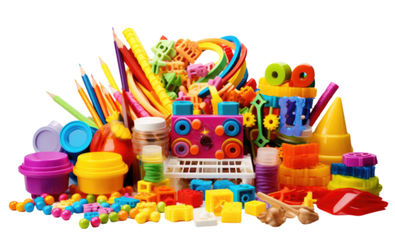 Exploring the Stylish World of a Creative Plastic Art and Craft Kit, A Playground for Artistic Ingenuity On a White or Clear Surface PNG Transparent Background.