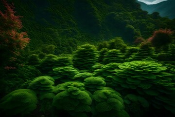 tropical fern in the rain