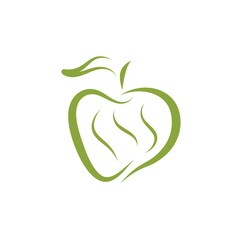 Apple fruit logo line art vector