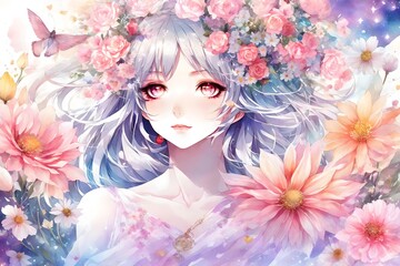 woman with flowers in hair