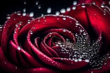 red rose with water drops background