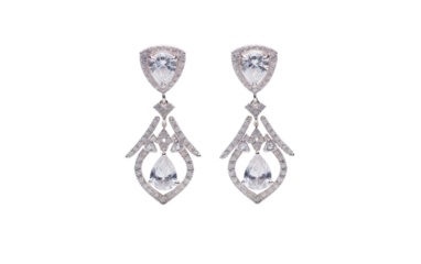 Diamond and Topaz Pendant On a White or Clear Surface PNG Transparent Background.