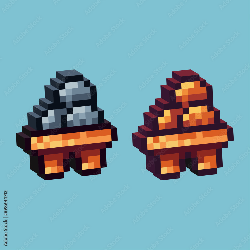 Poster isometric pixel art 3d of eggs icon for items asset. eggs icon on pixelated style.8bits perfect for 