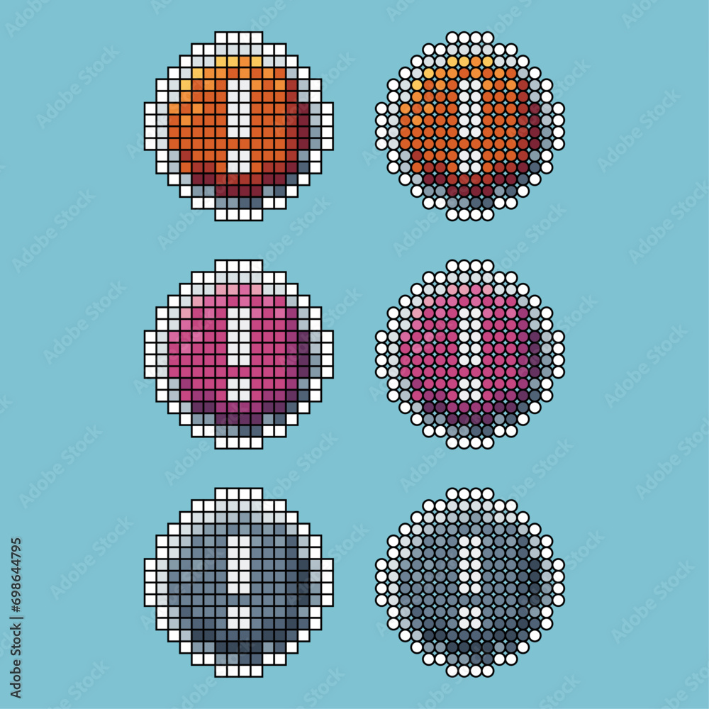 Poster pixel art sets of exclamation mark sign icon with variation color item asset.exclamation mark icon o