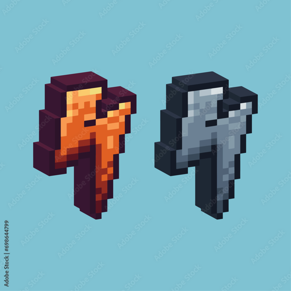 Fototapete isometric pixel art 3d lightning of icon for items asset. lightning icon on pixelated style.8bits pe