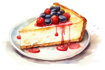 Food cream cheese slice background white fresh fruit cake dessert cheesecake sweet red