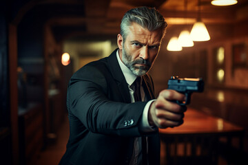 Generative AI picture of secret agent spy person modern film style killer detective soldier