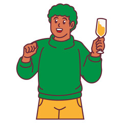 A Man celebrating party and holding glass of champagne