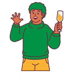 A Man celebrating party and holding glass of champagne