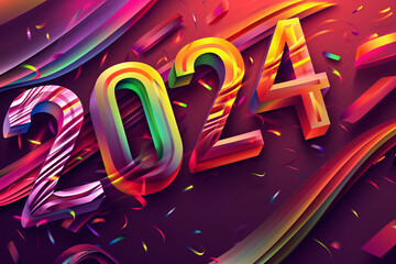 2024 Happy New Year Dragon Year illustration
 - obrazy, fototapety, plakaty