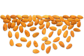 organic whole almond dry fruit nut flying isolated cutout in transparent background,png format,copy...