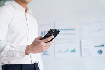 Asian Business man working with laptop. Young business man thinking Concentrated at work